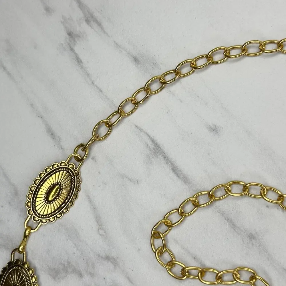 Western Concho Gold Chain Belt One Size (OS) ✨
